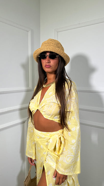 Coordinato con gonna lunga fantasia bandana Salinas giallo c81117