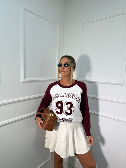 Gonna plissé in lana rasata Blair panna zs8040