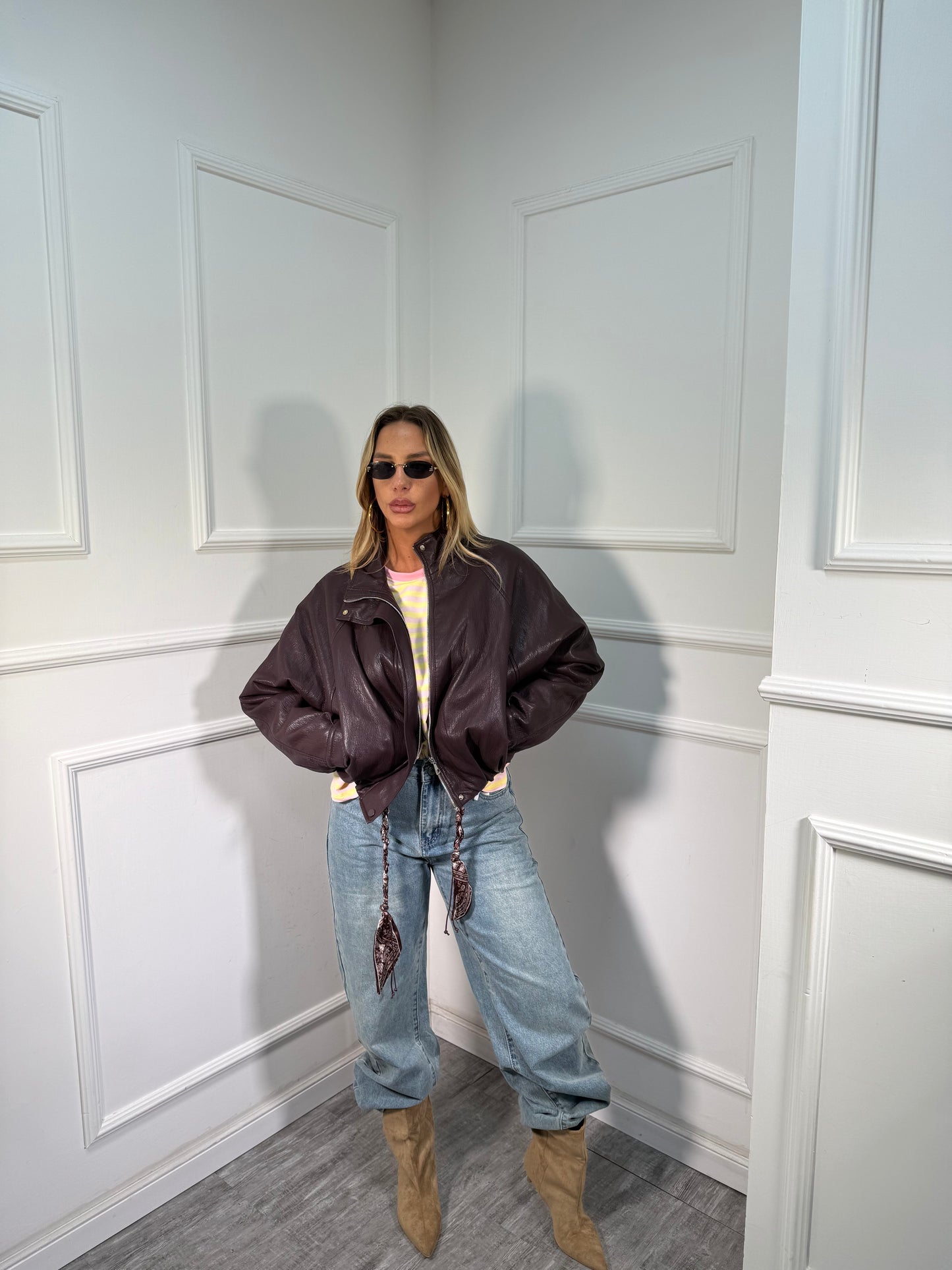 Giacca ecopelle Sidney vinaccia premium quality har005