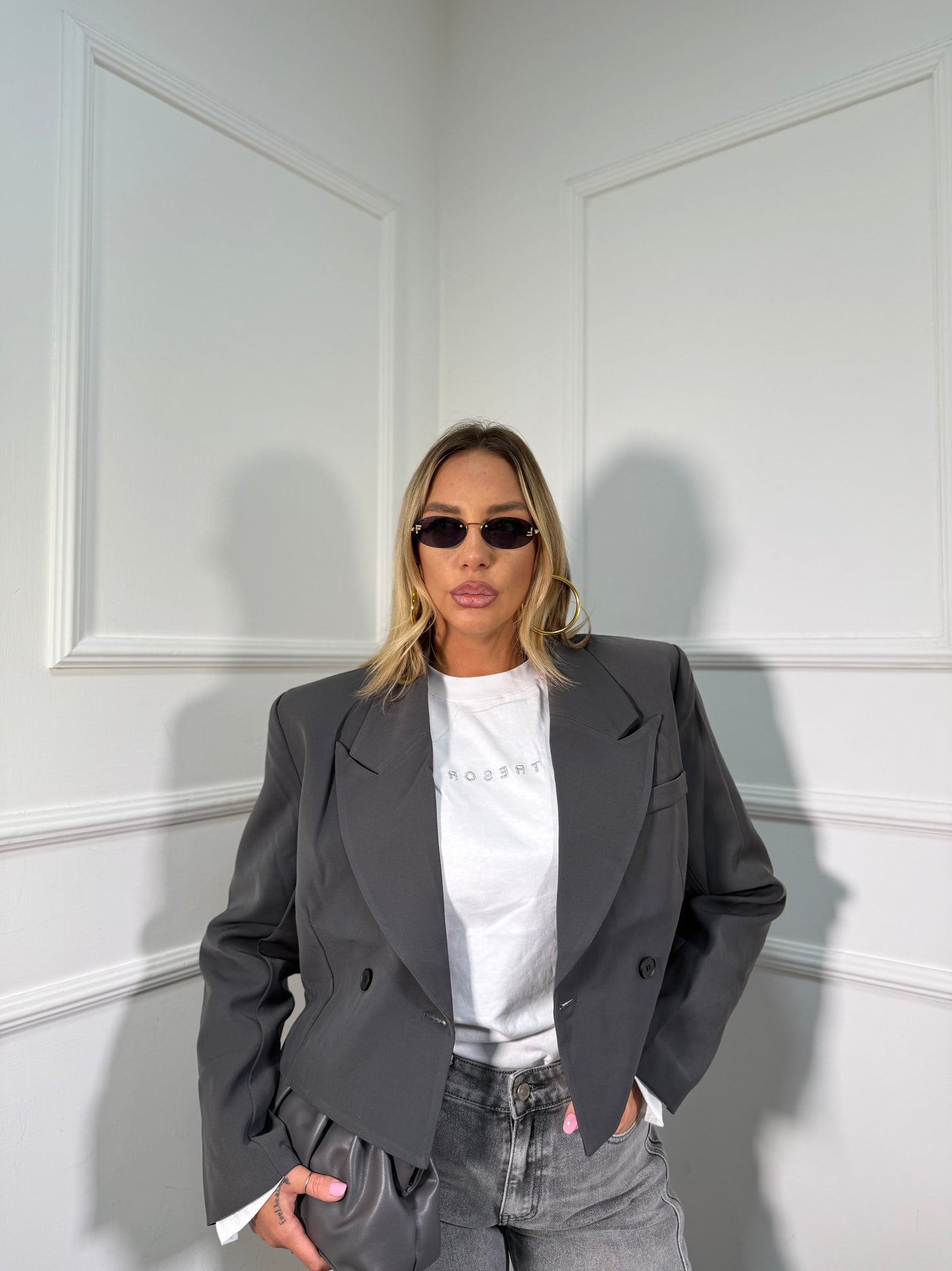 Blazer crop Taylor grigio fumo 4935