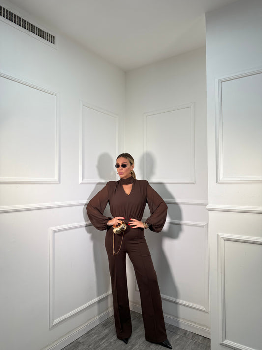 Jumpsuit a palazzo Ellis cioccolato 378788