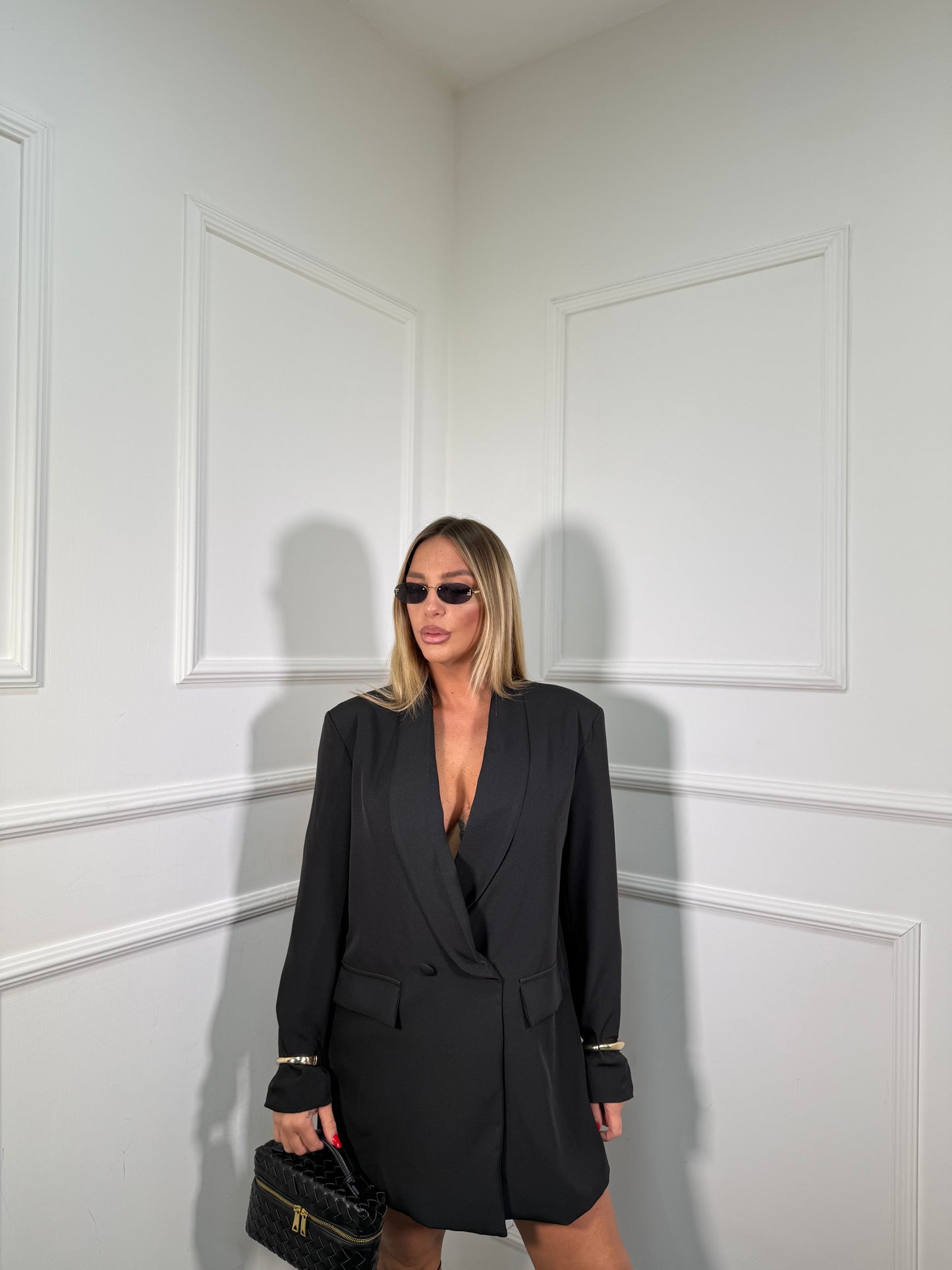 Abito giacca doppio petto con spalline Darlin nero My85302