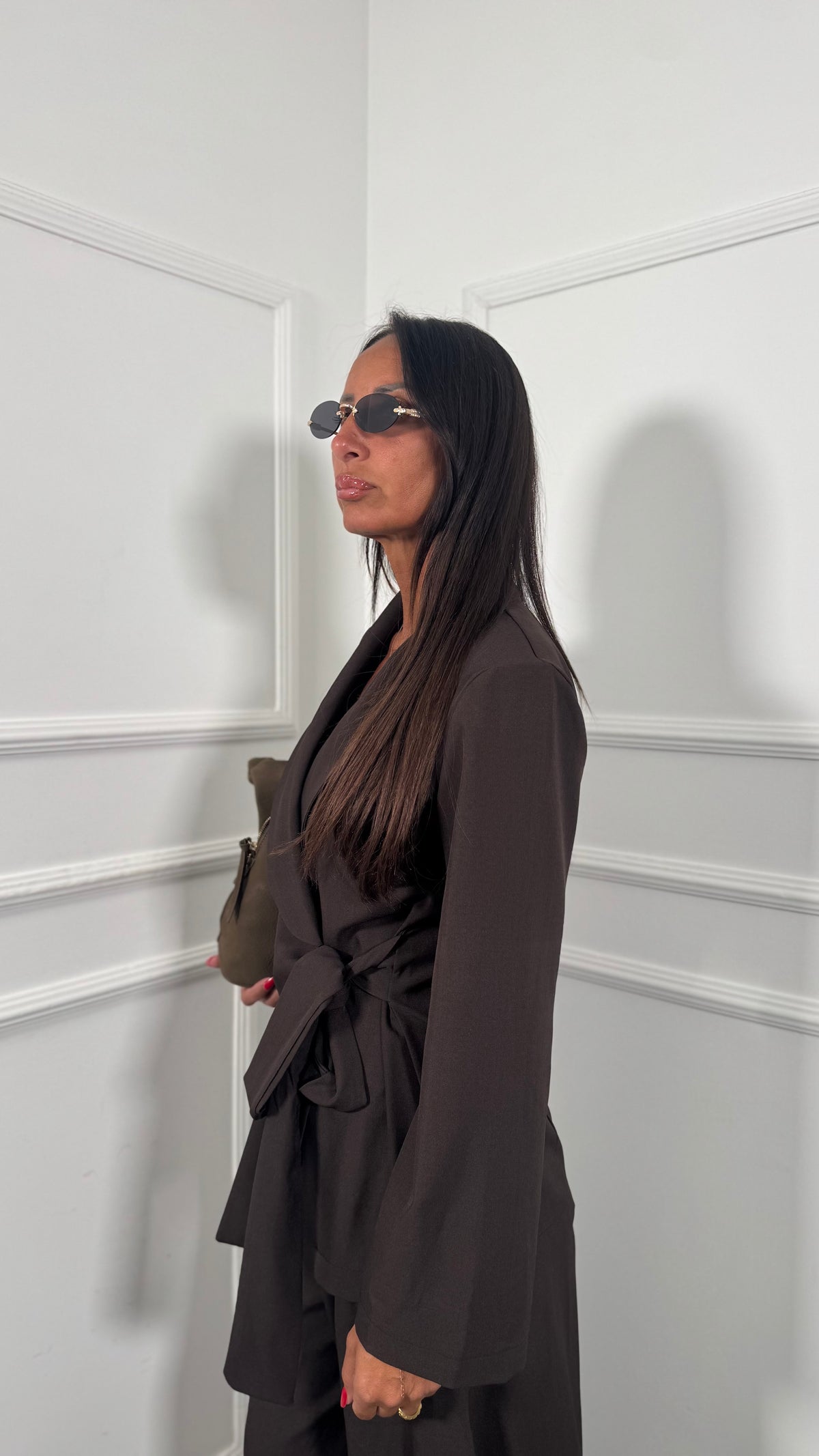Tailleur con giacca a portafoglio Woman cioccolato 7162