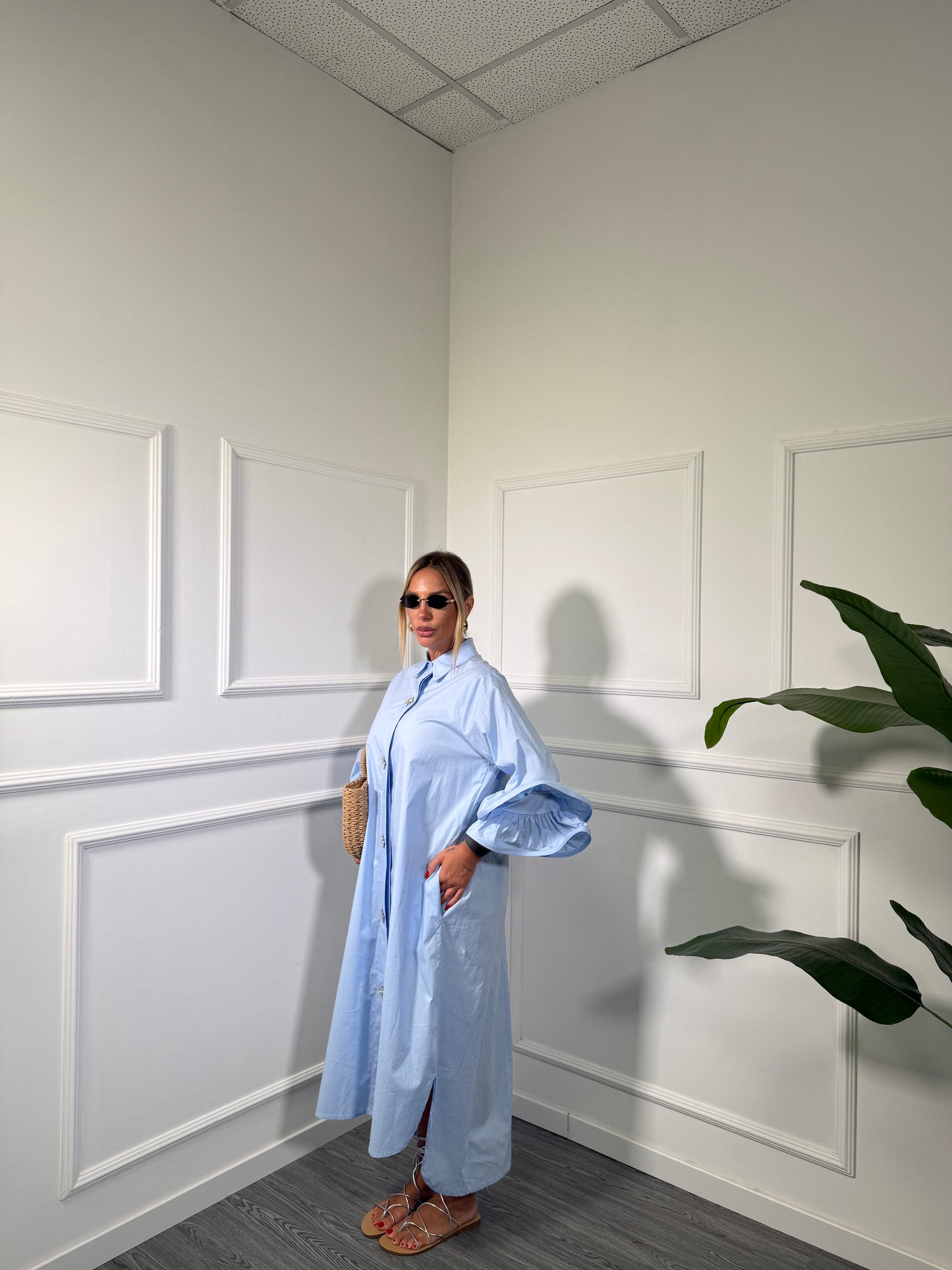 Chemisier midi Sardinia azzurro 21036