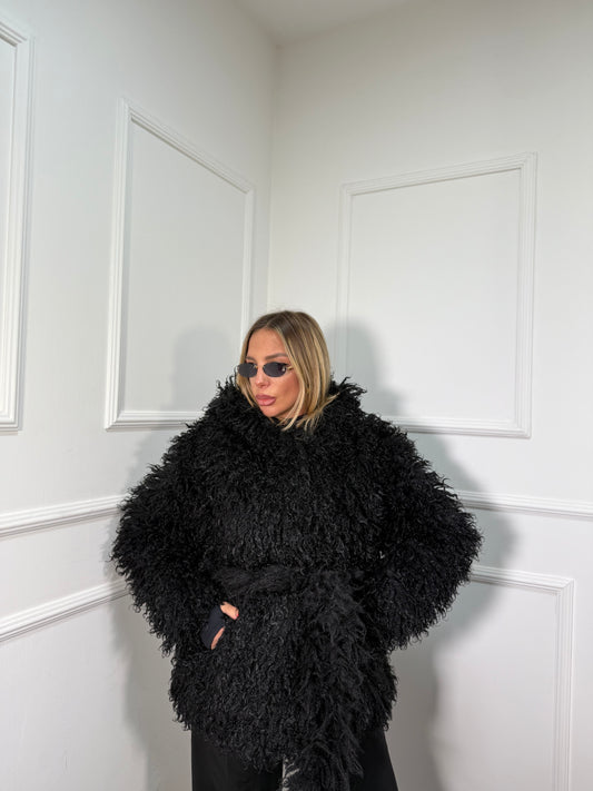 Ecofur Mongolia con cintura Allison nera pj8201