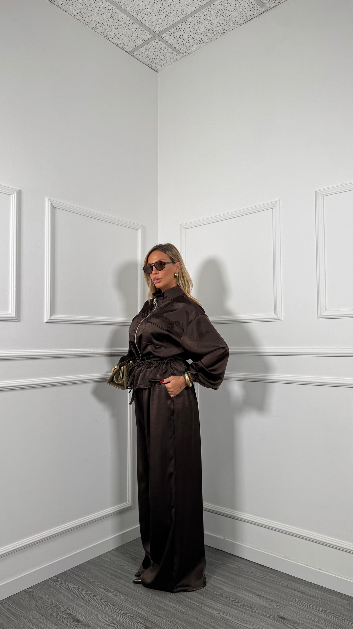 Coordinato in satin Curvy Sportychic cioccolato hp9206-1d