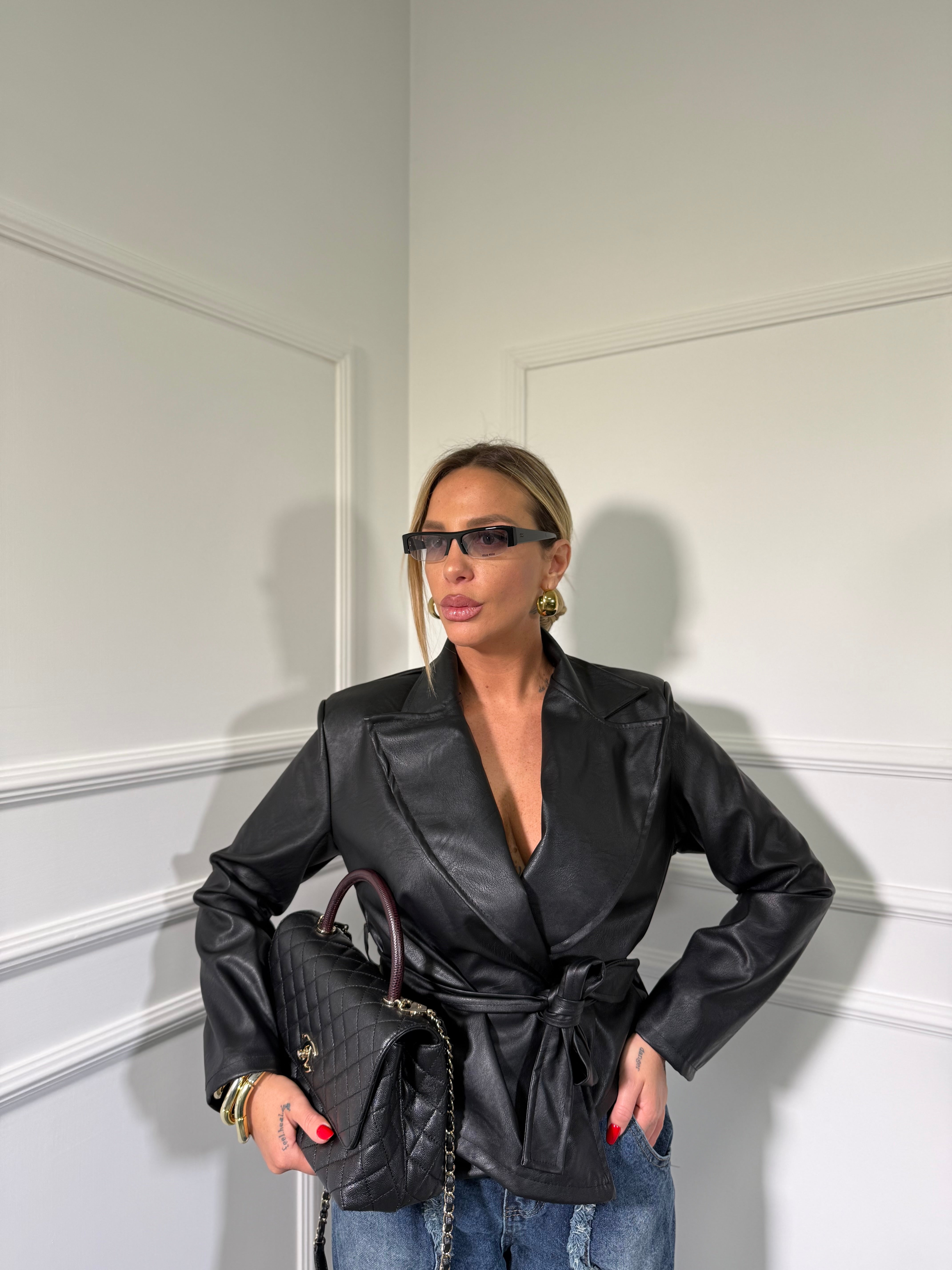 Giacca ecopelle avvitata con spalline Jamilia (vari colori) 9940