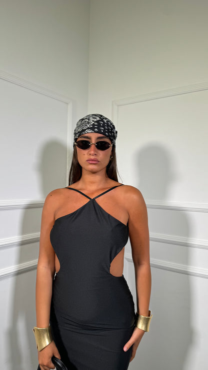Abito midi in lycra cut out Flaminia nero 11768