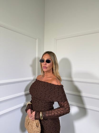 Coordinato in filo micro pois Nina cioccolato 23471