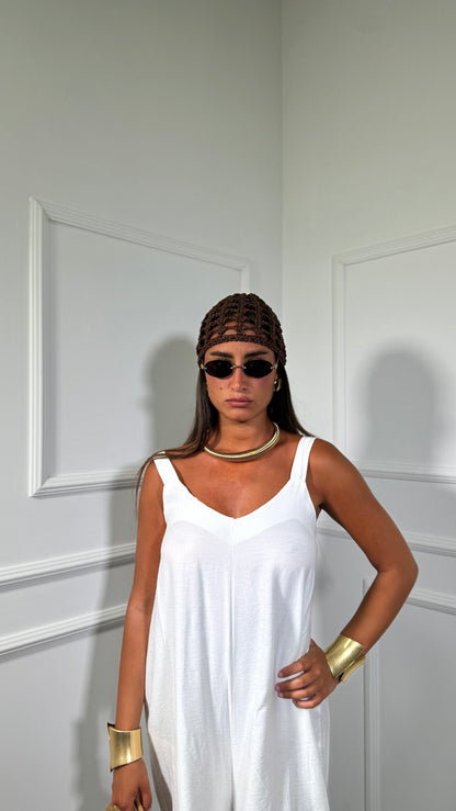 Jumpsuit in viscosa 7/8 bianca 30681