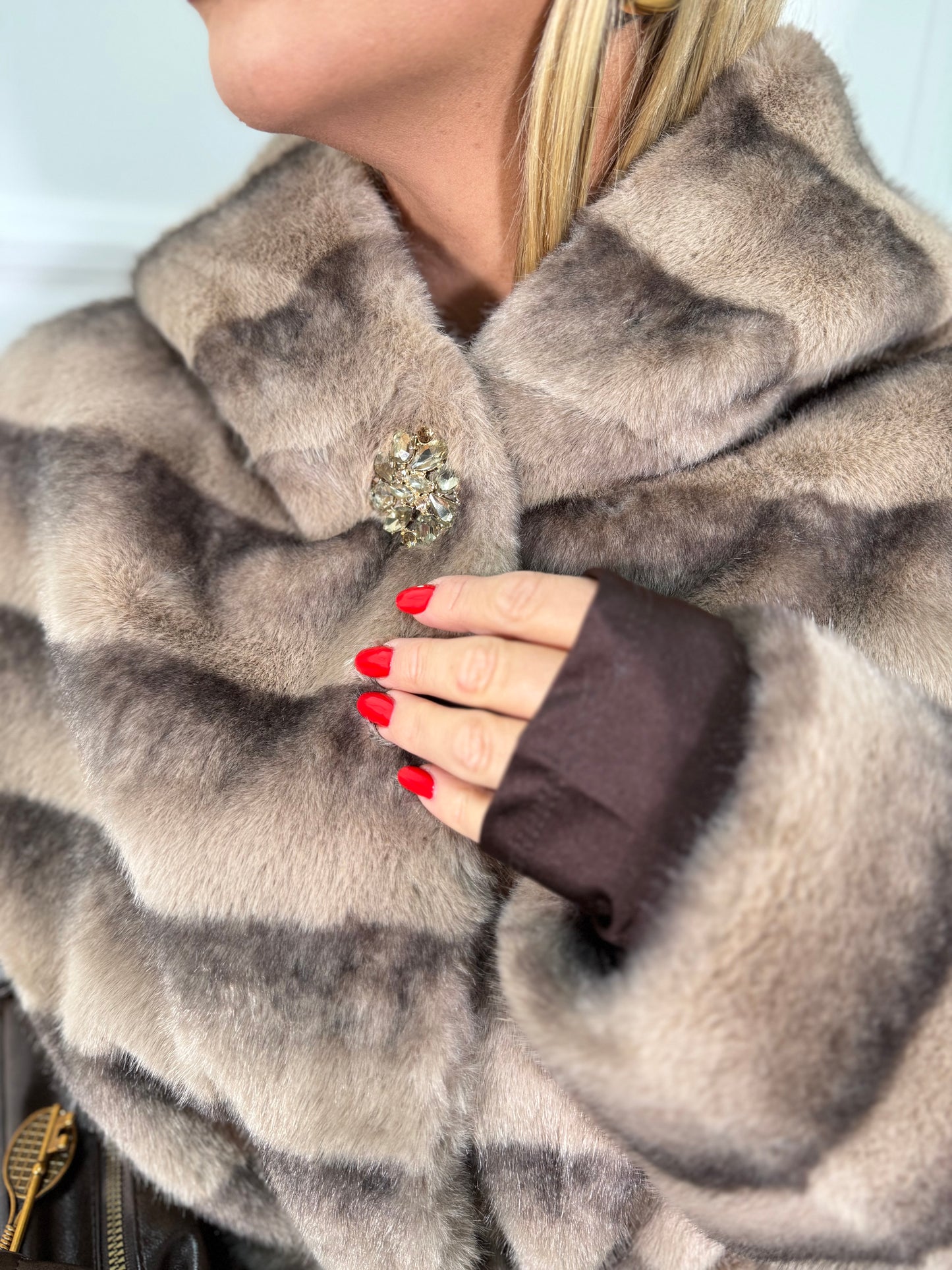 Ecofur Midi con cintura Norvegian taupe 5509