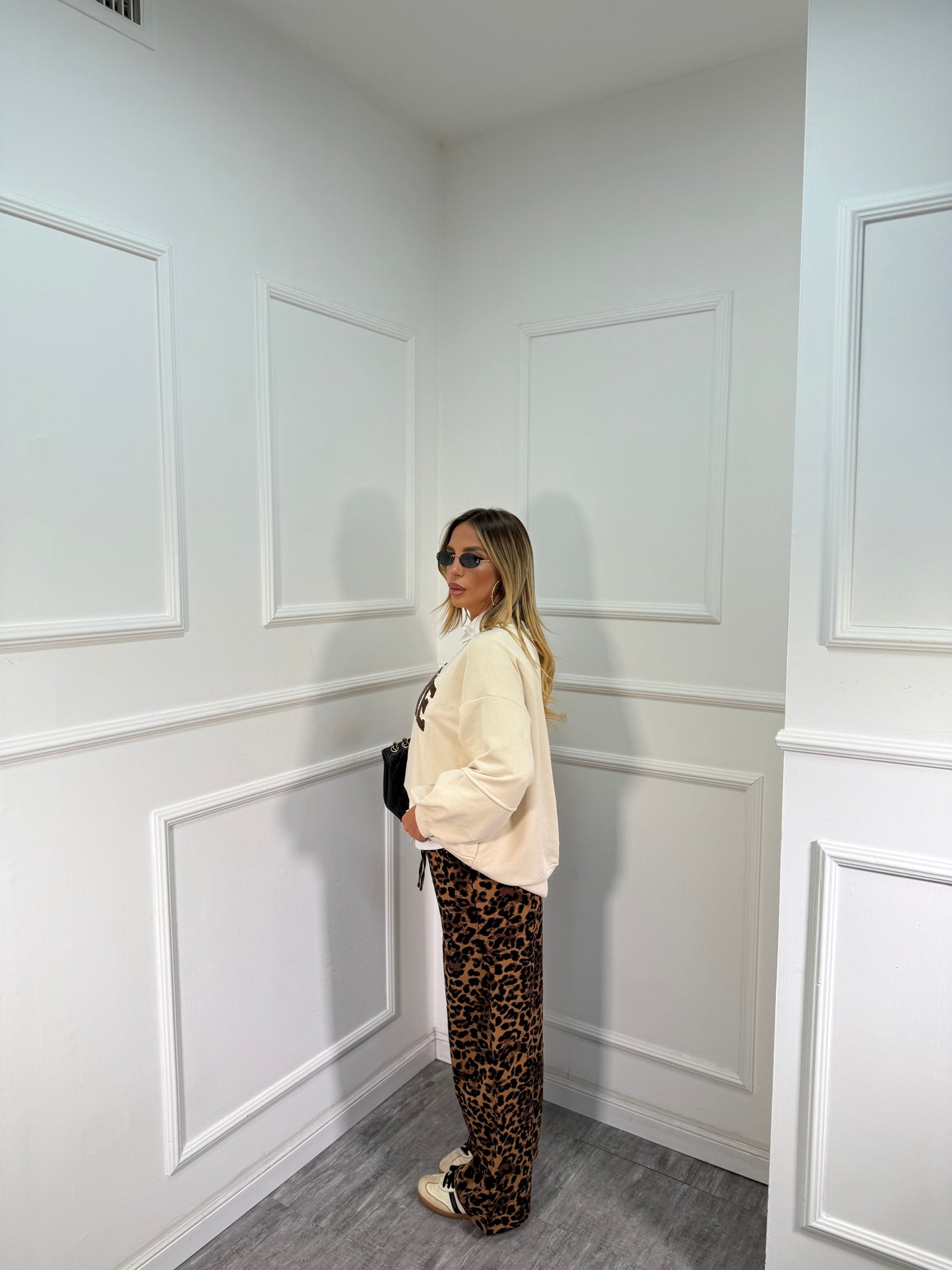 Pantaloni palazzo a costine maculati 5508