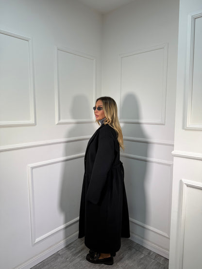 Cappotto doppiopetto con cinturino sul retro Broadway nero m11149