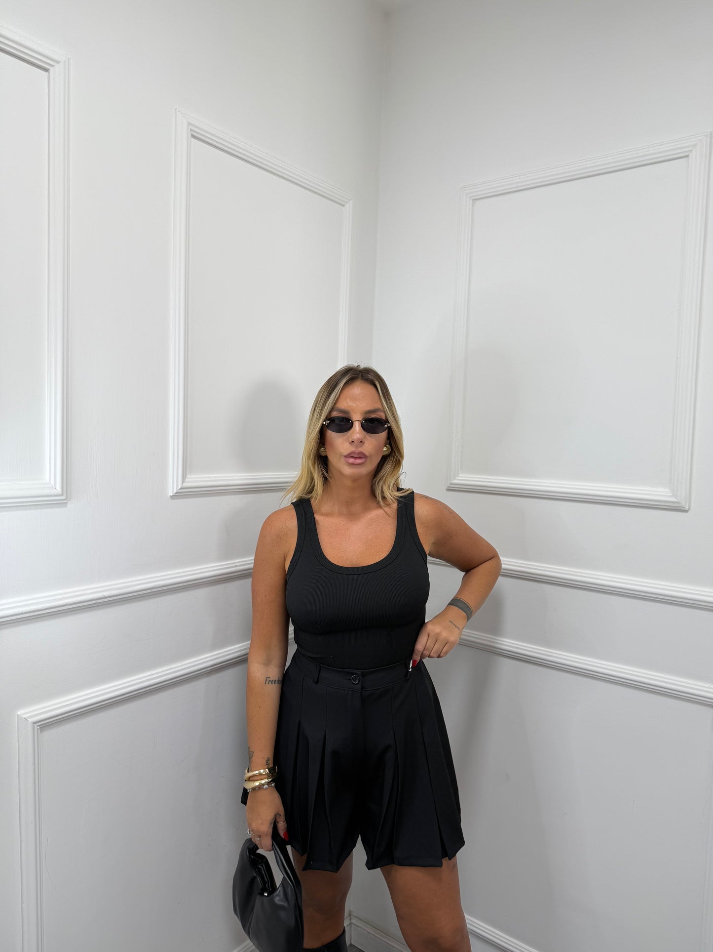 Pantaloncino con pieghe Dallas nero