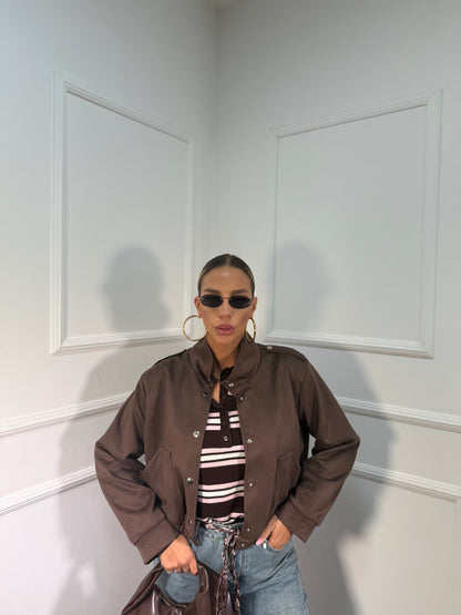 Bomber crop eco camoscio marrone Darling 5662