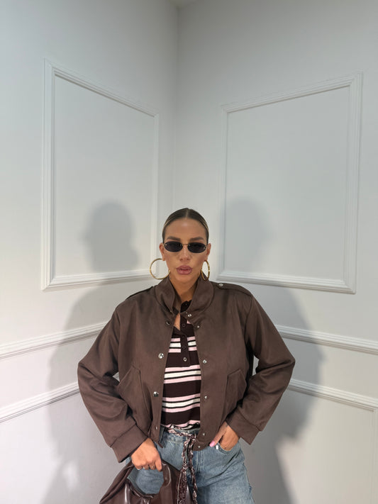 Bomber crop eco camoscio marrone Darling 5662