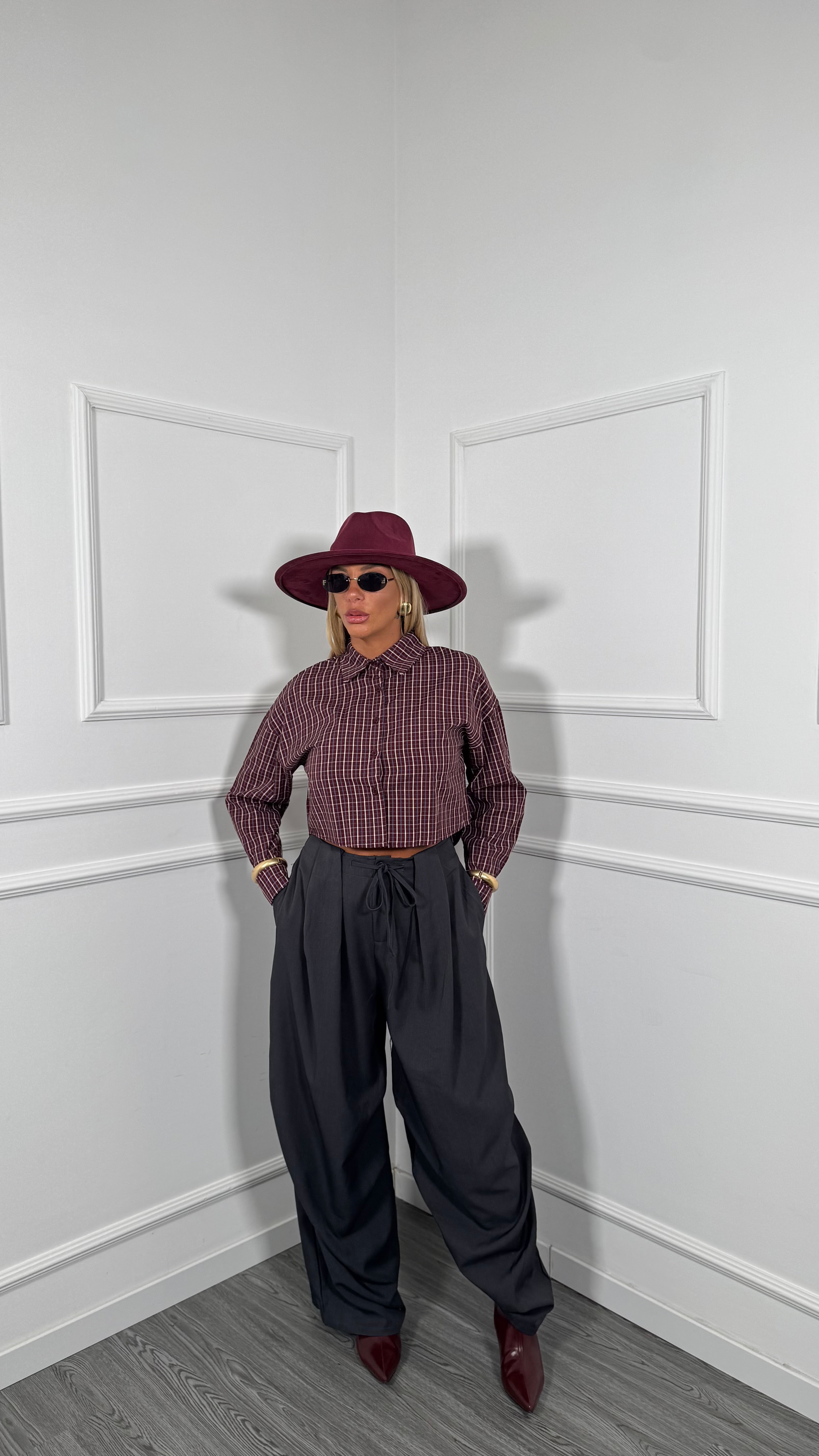 Pantaloni palazzo in crepe Fusion grigio antracite 2859