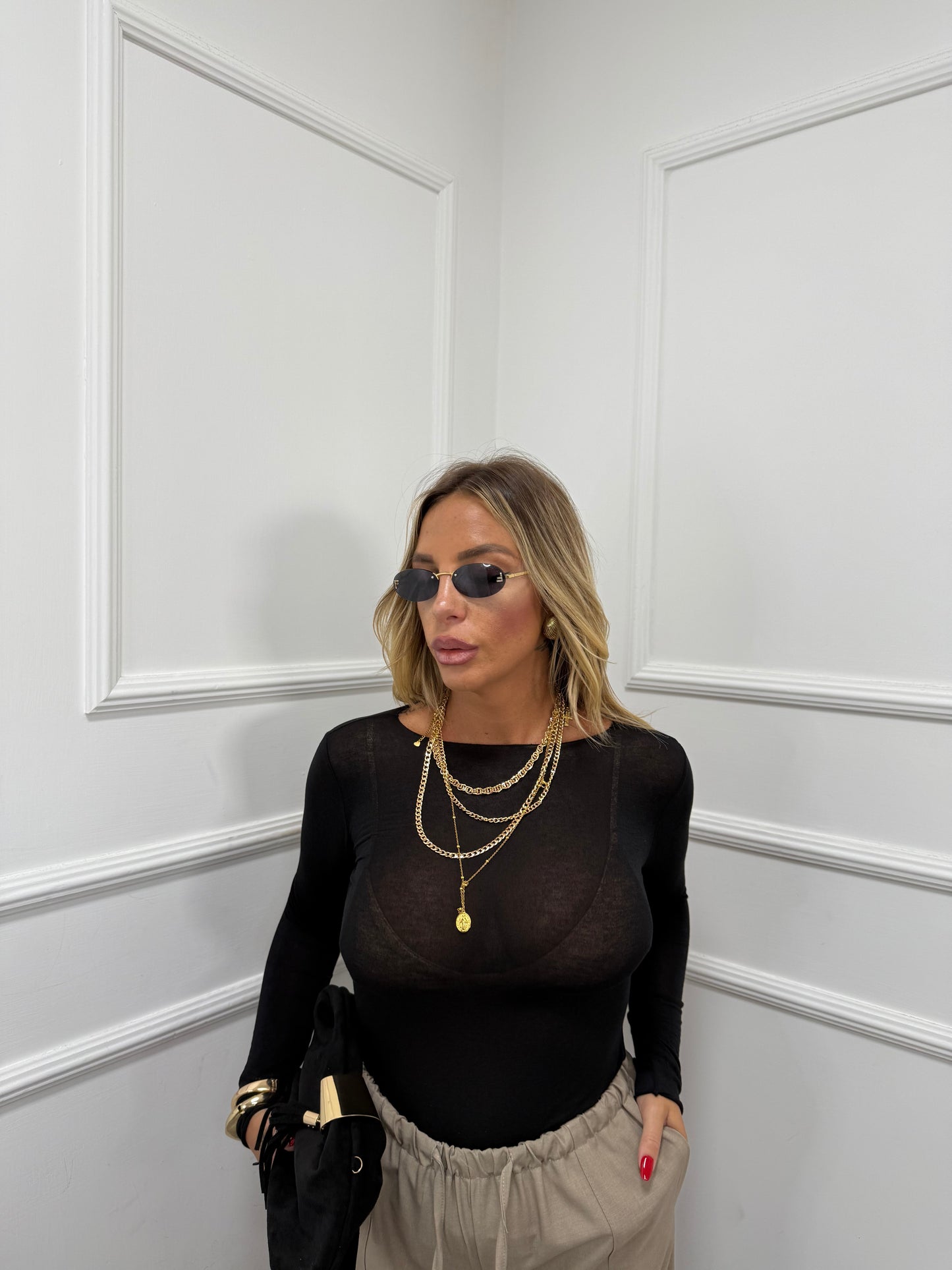 Maglia in Cashmere Life nera 21808