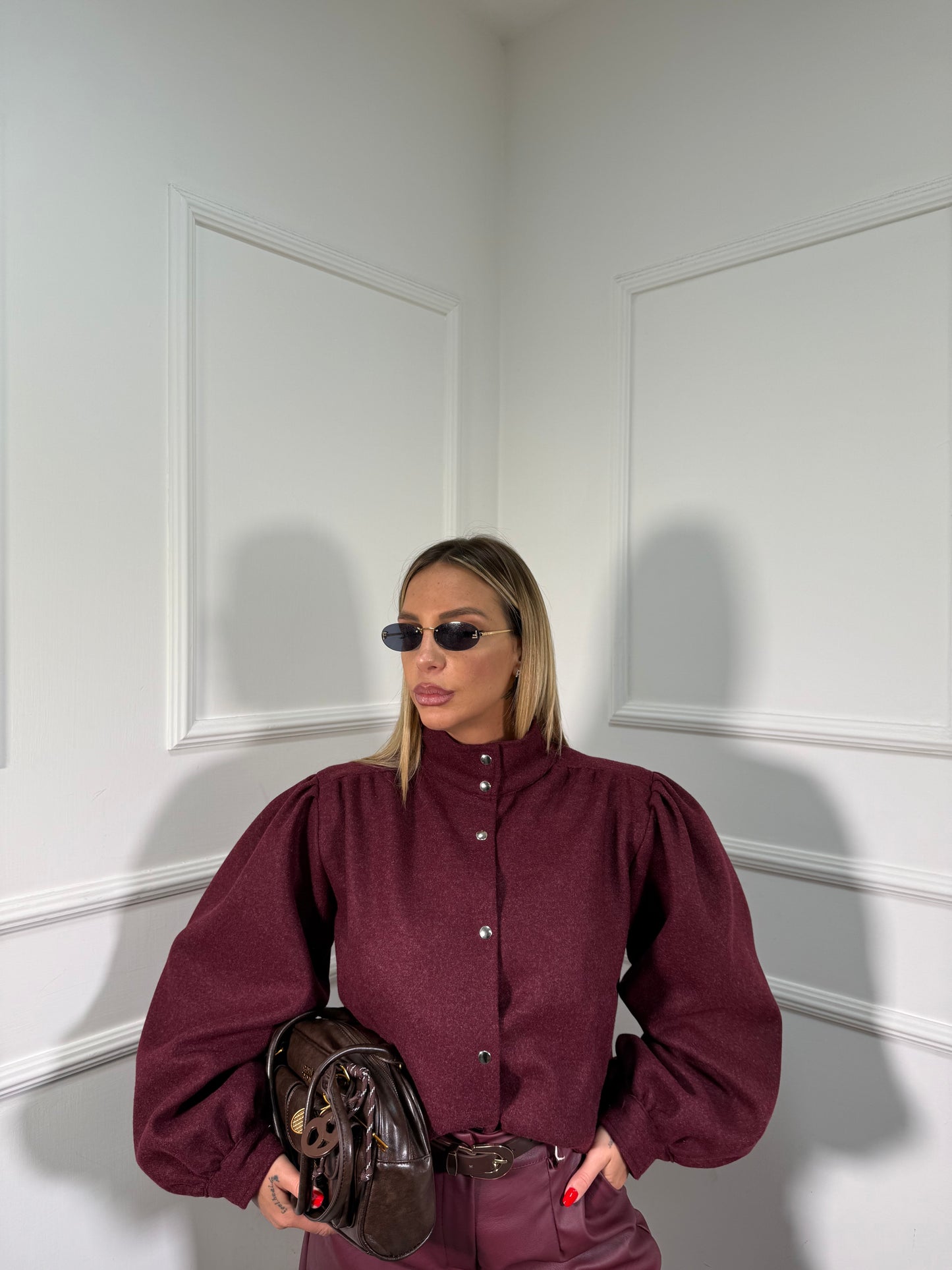 Bomber in lana cotta Cambridge bordeaux 6799