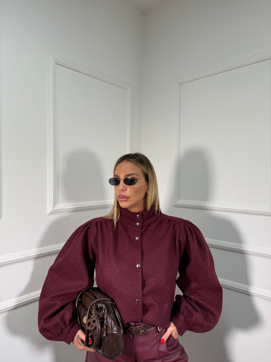 Bomber in lana cotta Cambridge bordeaux 6799