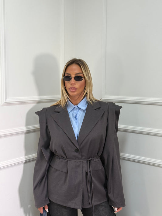 Blazer con spallina strutturata grigio antracite gi50785