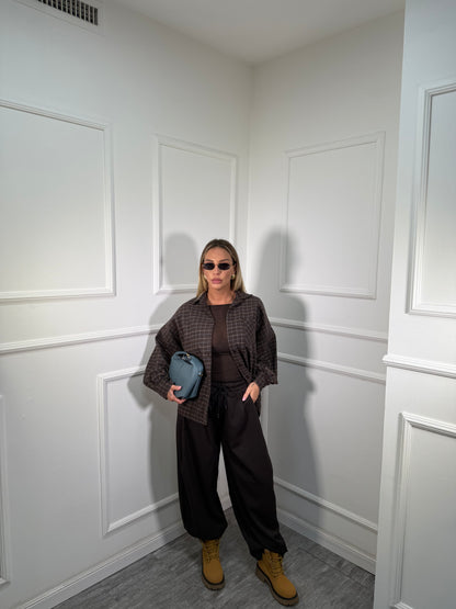 Pantaloni baggy balloon cioccolato m16085