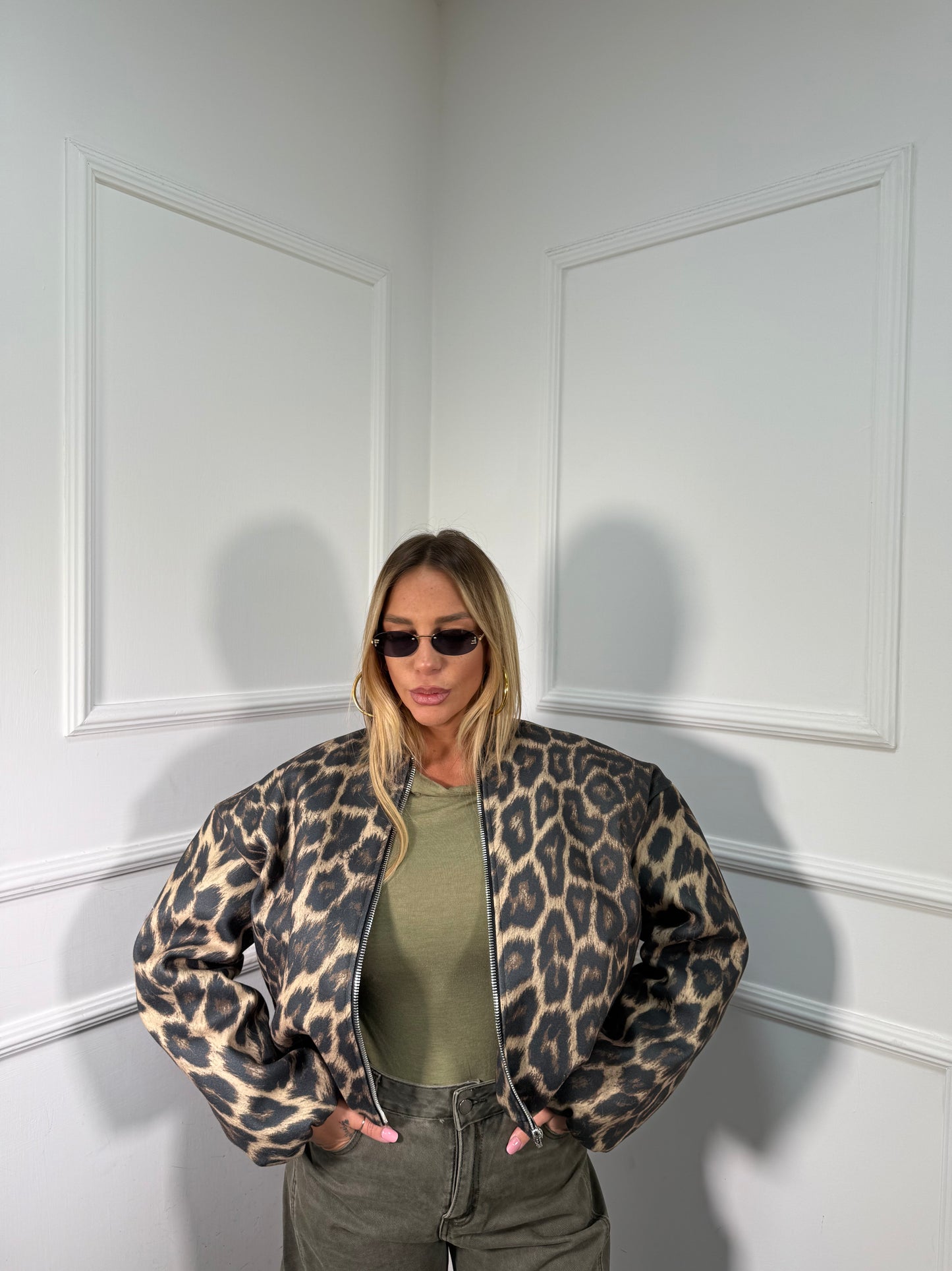 Bomber oversize in panno maculato by lumina ld3758