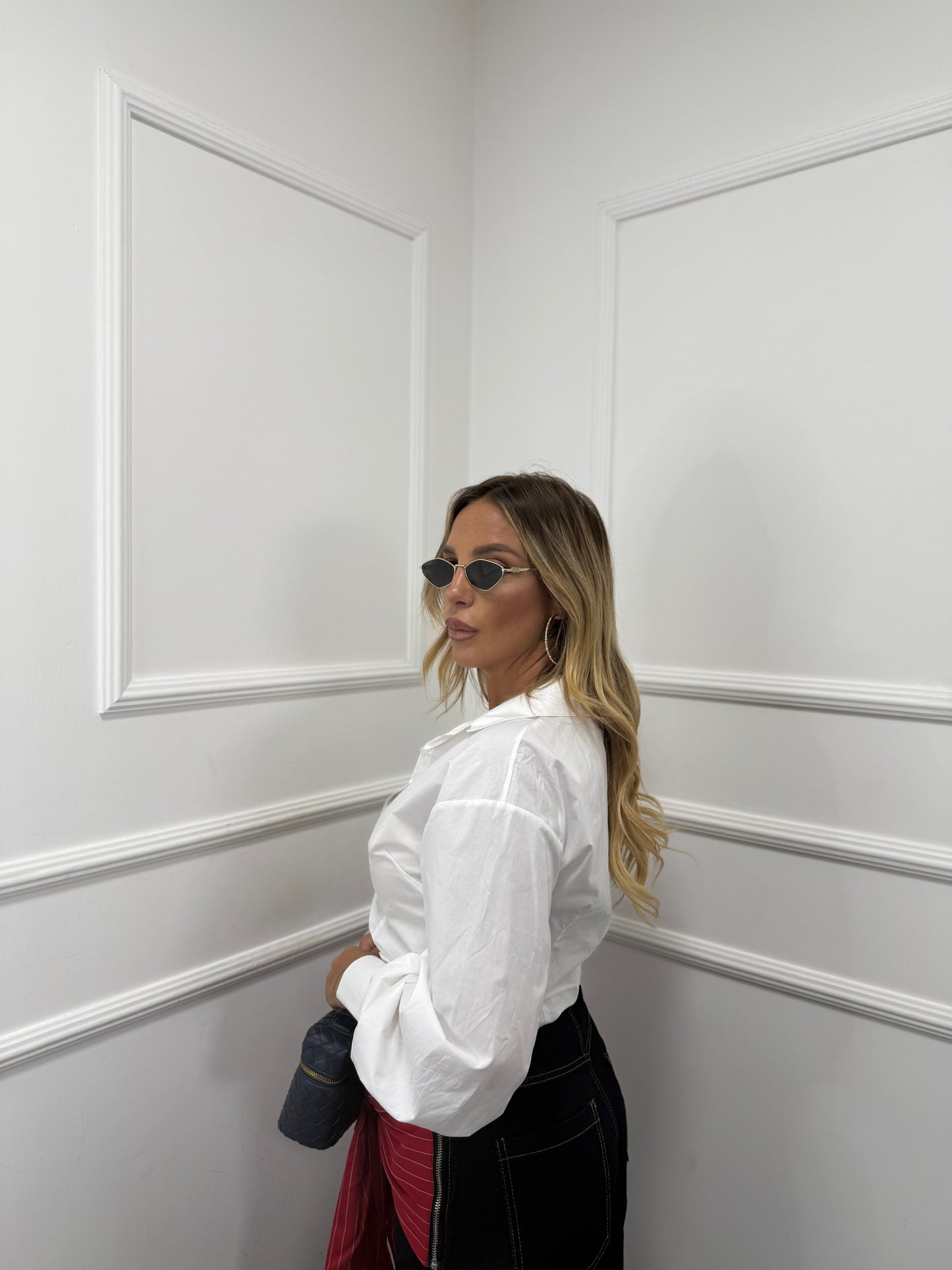 Camicia in cotone avvitata Essential bianca c81163