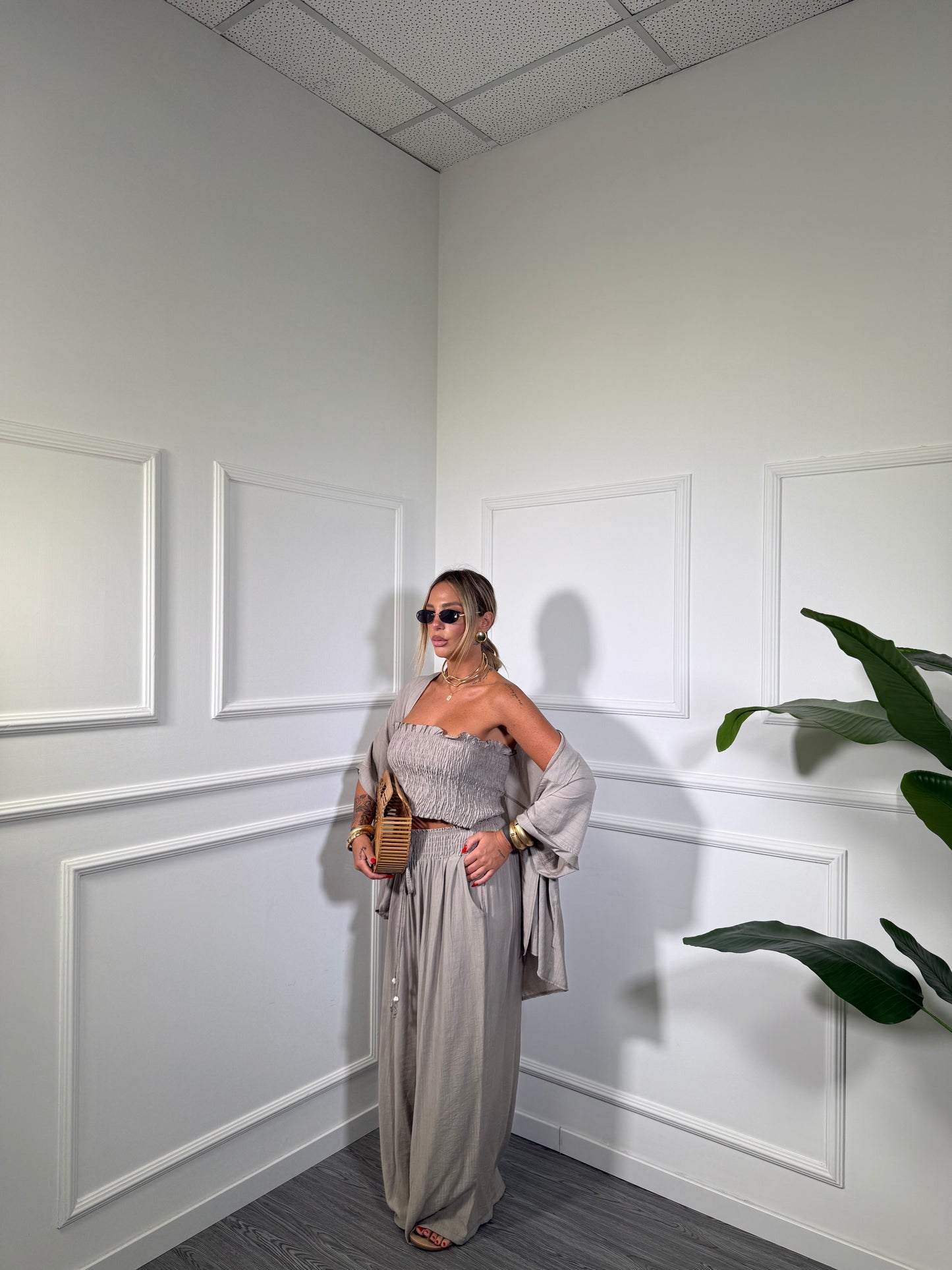 Triset in viscosa (Curvy) Paros taupe ls2711