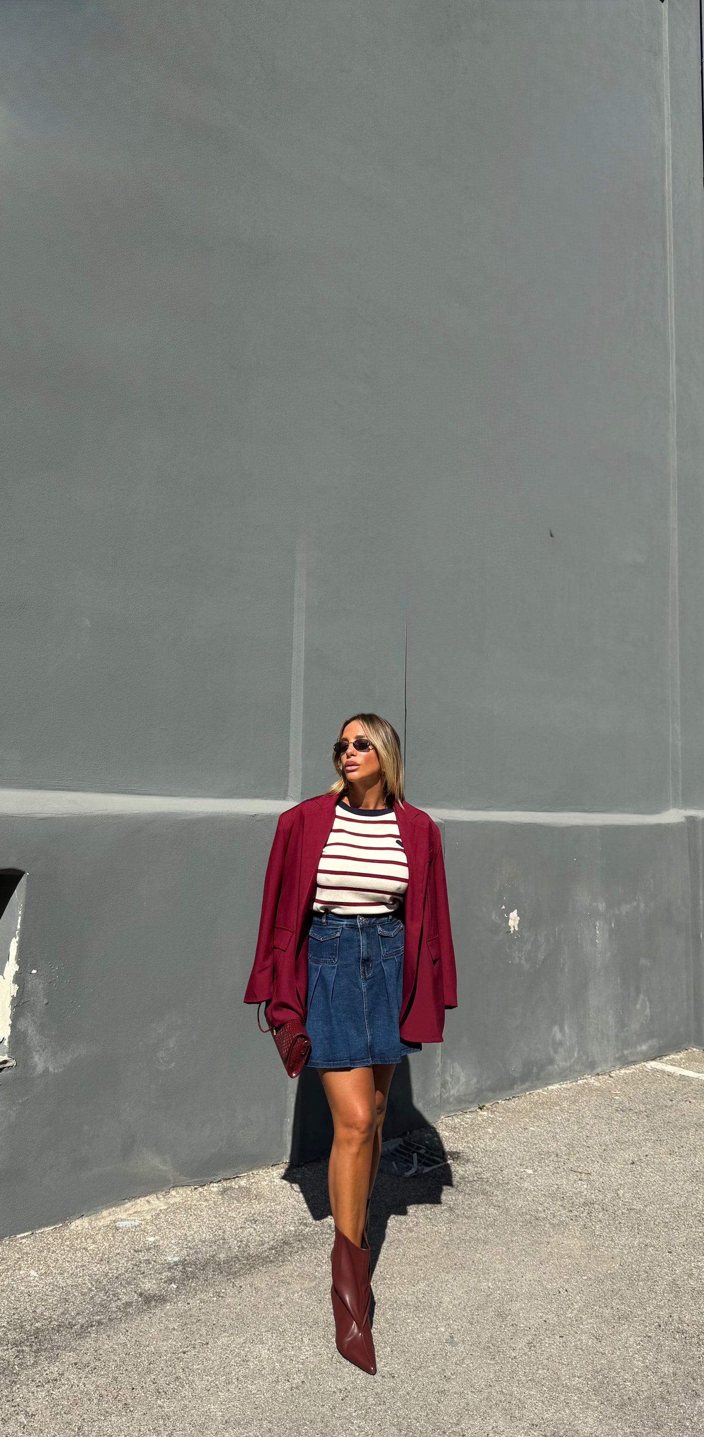 Blazer oversize con spacchetti laterali e spalline imbottite bordeaux 87267
