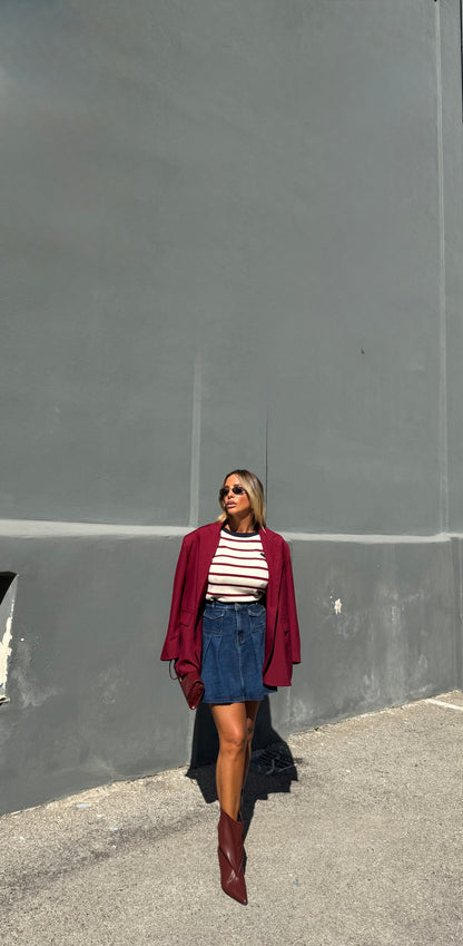 Blazer oversize con spacchetti laterali e spalline imbottite bordeaux 87267