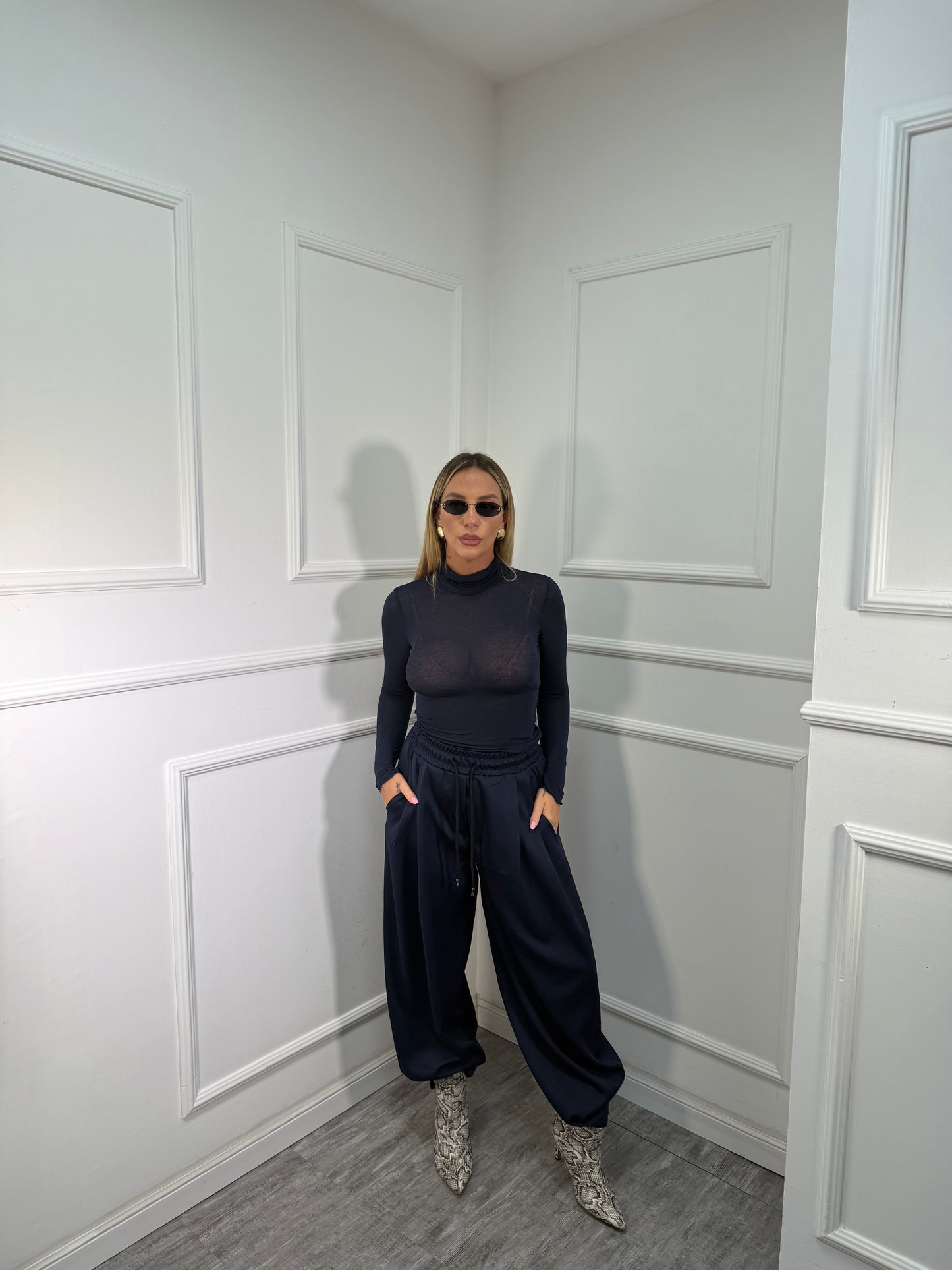 Pantaloni baggy balloon blu m16085