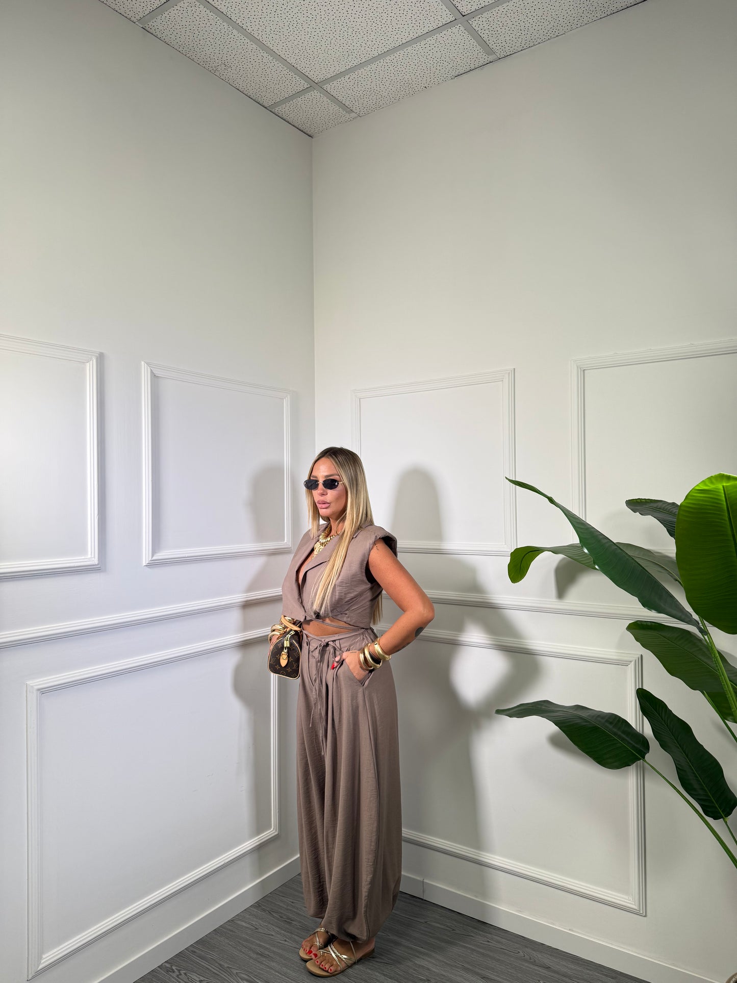 Coordinato misto lino Jeffry taupe 6998