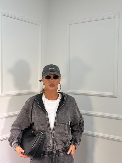 Coordinato in tuta effetto slavato Alley grigio bs9005