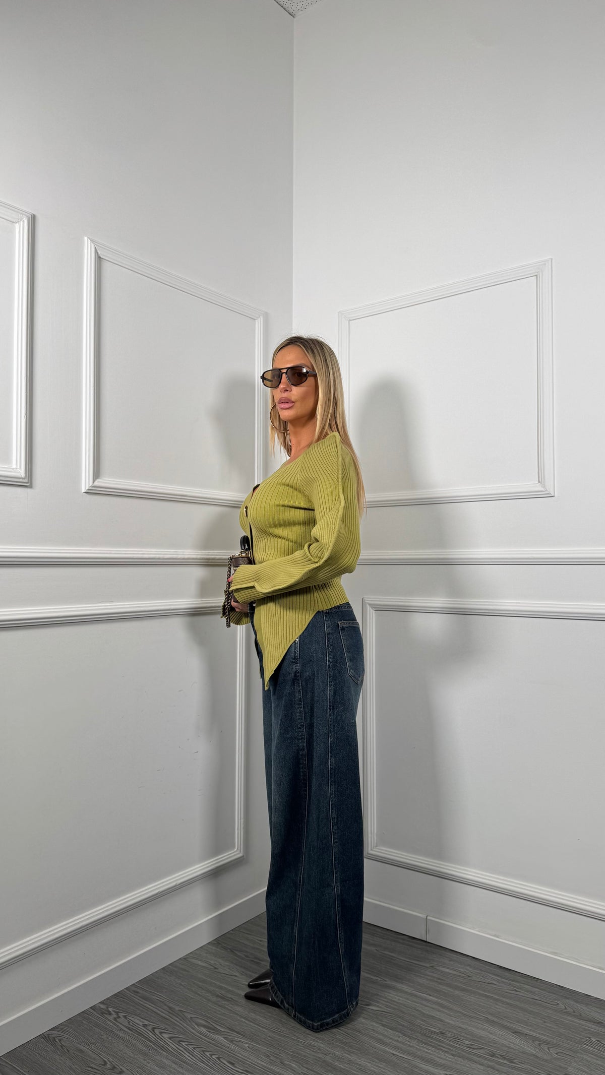 Jeans palazzo lavaggio scuro Falling bjg-f32777