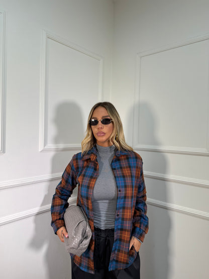 Camicia a quadri Claus blu/ruggine 2727