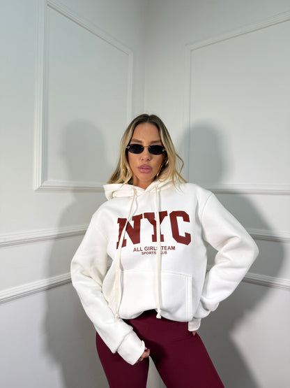 Felpa in pile NYC bianca