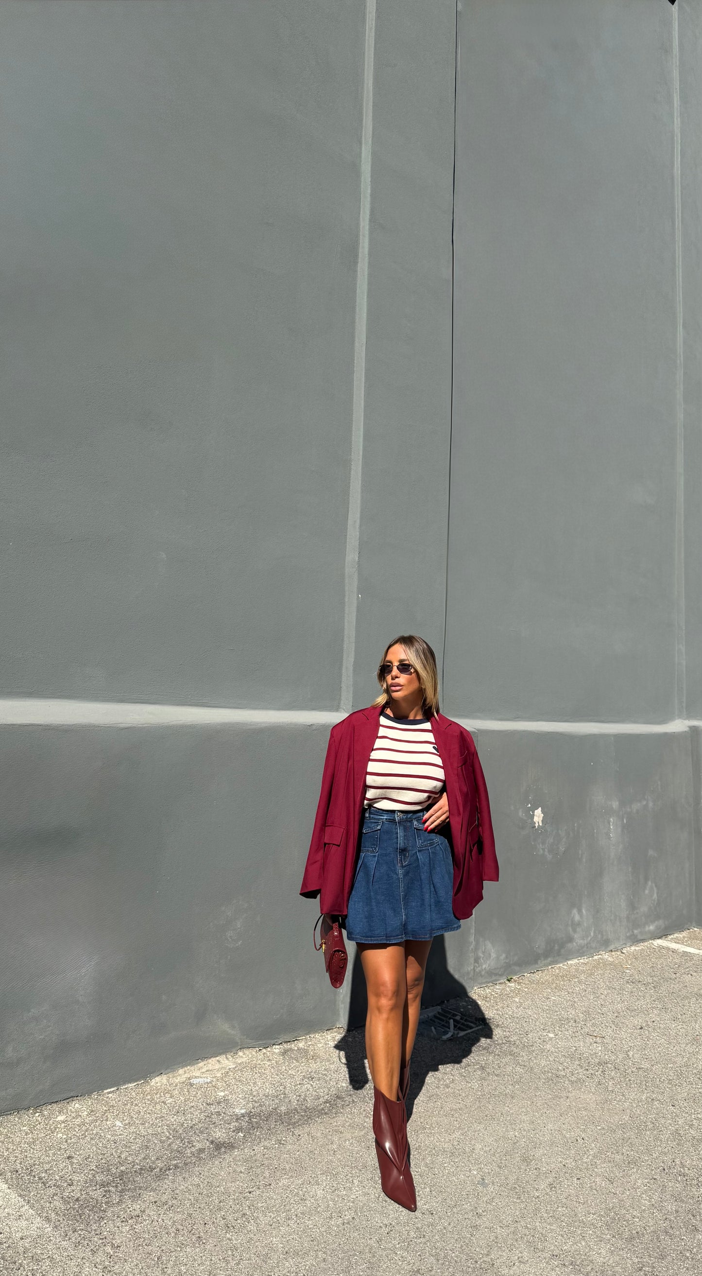 Gonna in denim con pieghe Paris y5113