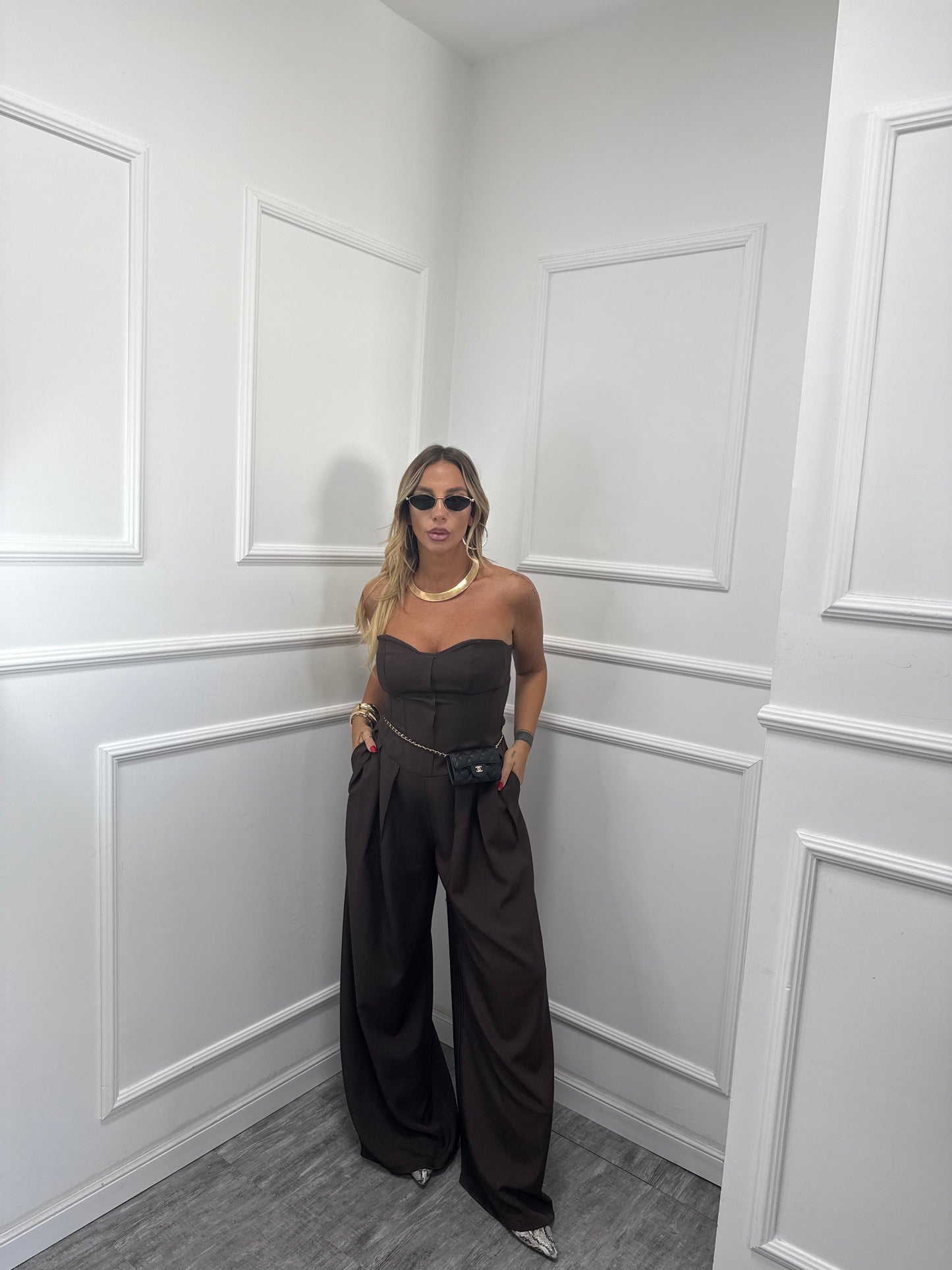 Jumpsuit palazzo Carrie cioccolato my58383