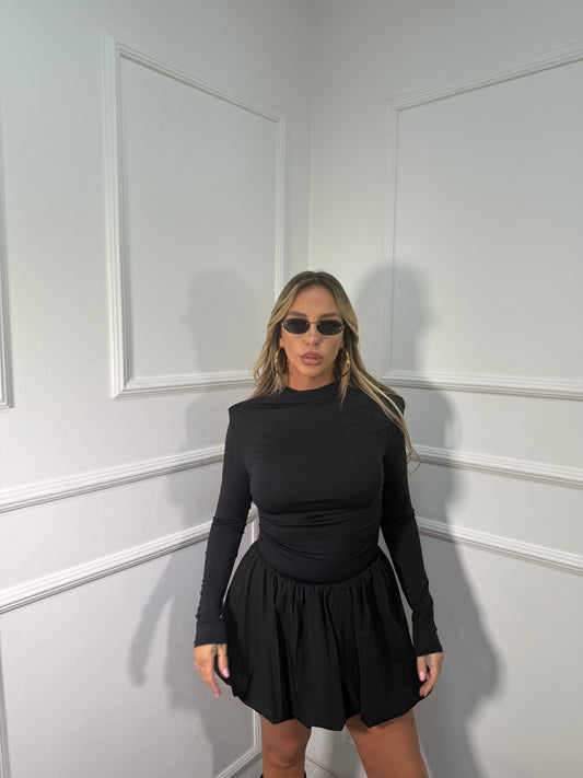 Abito in lycra a palloncino Anya nero 13406