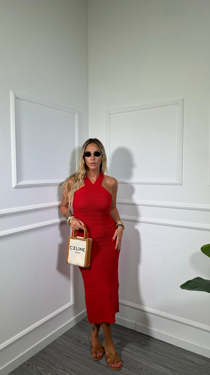 Abito midi in filo Skin rosso