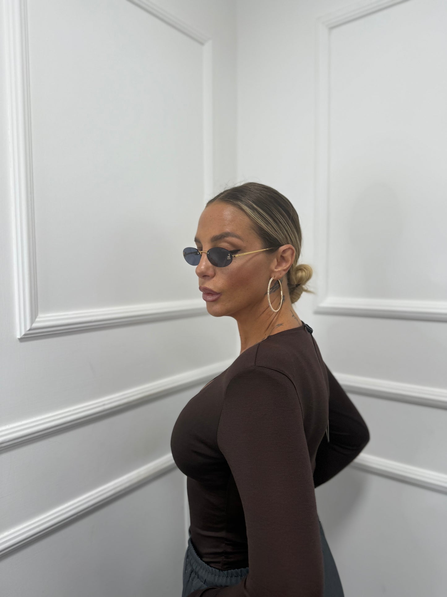 Body con spalline scollo a V cioccolato