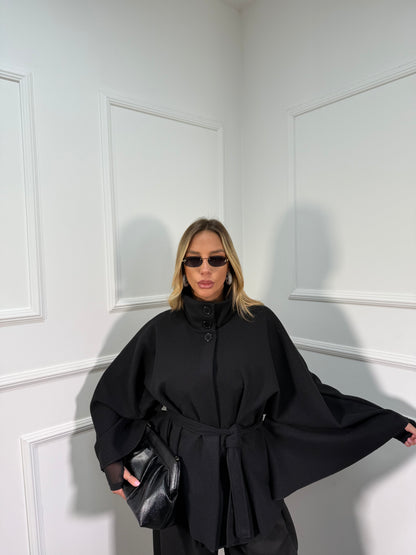 Mantella cappotto Georgette nero 25978