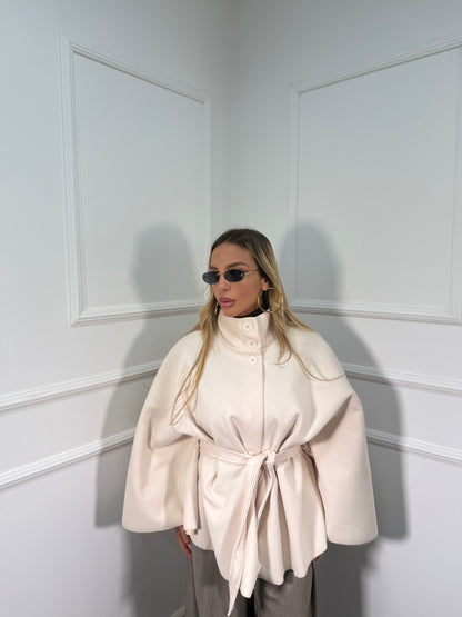 Mantella cappotto Georgette panna 25978