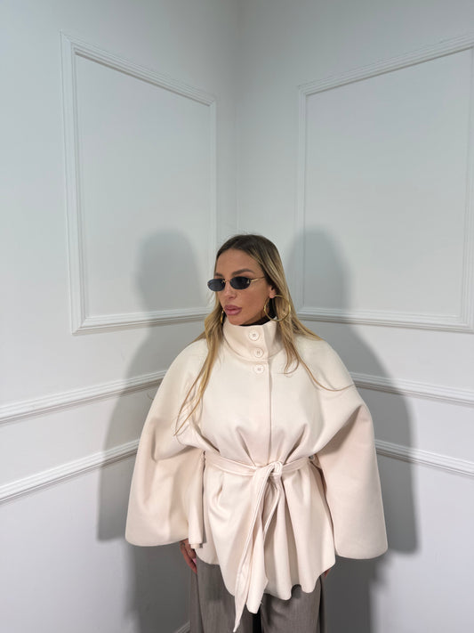 Mantella cappotto Georgette panna 25978