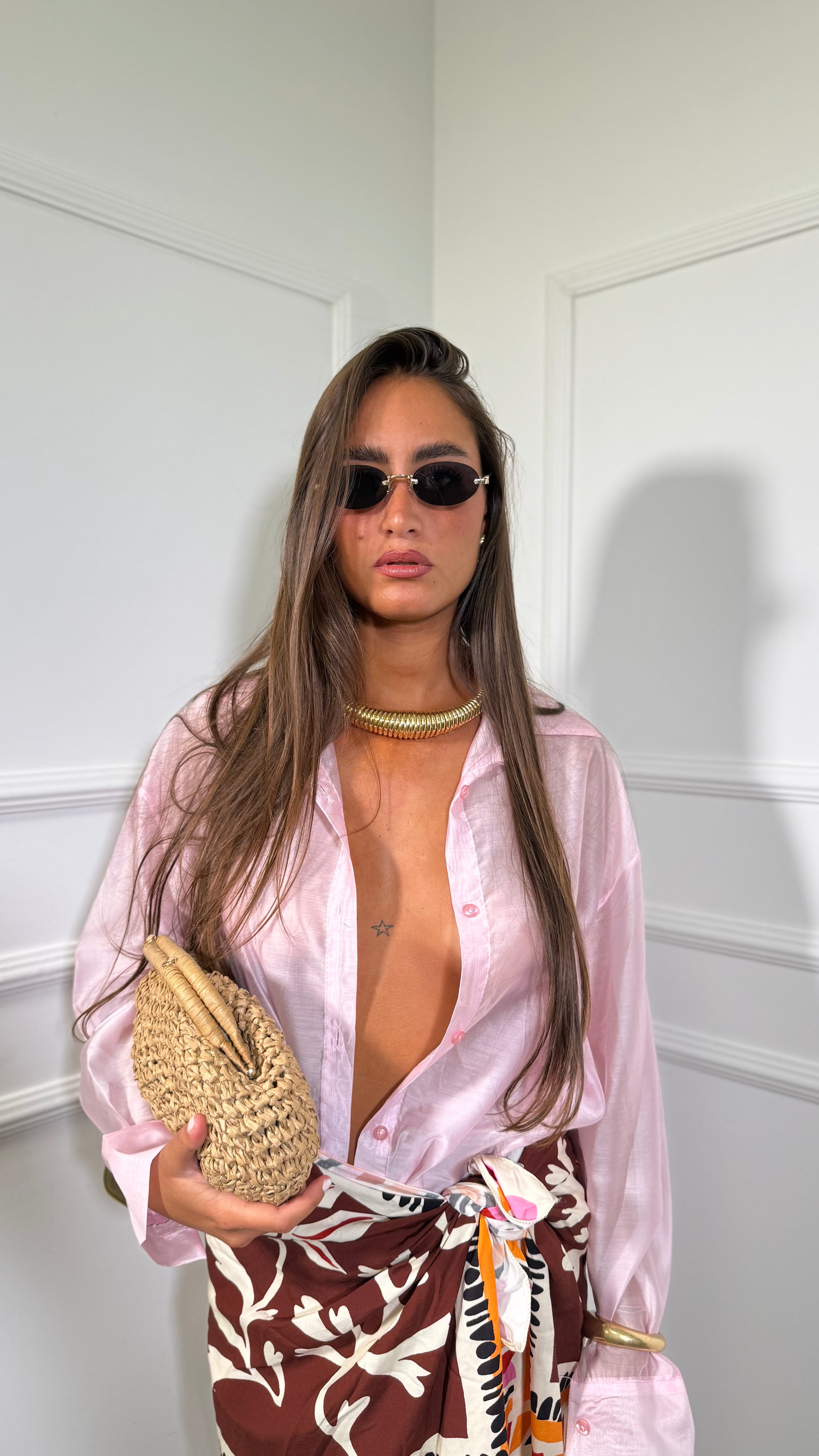 Camicia semi velata Ruy rosa a141