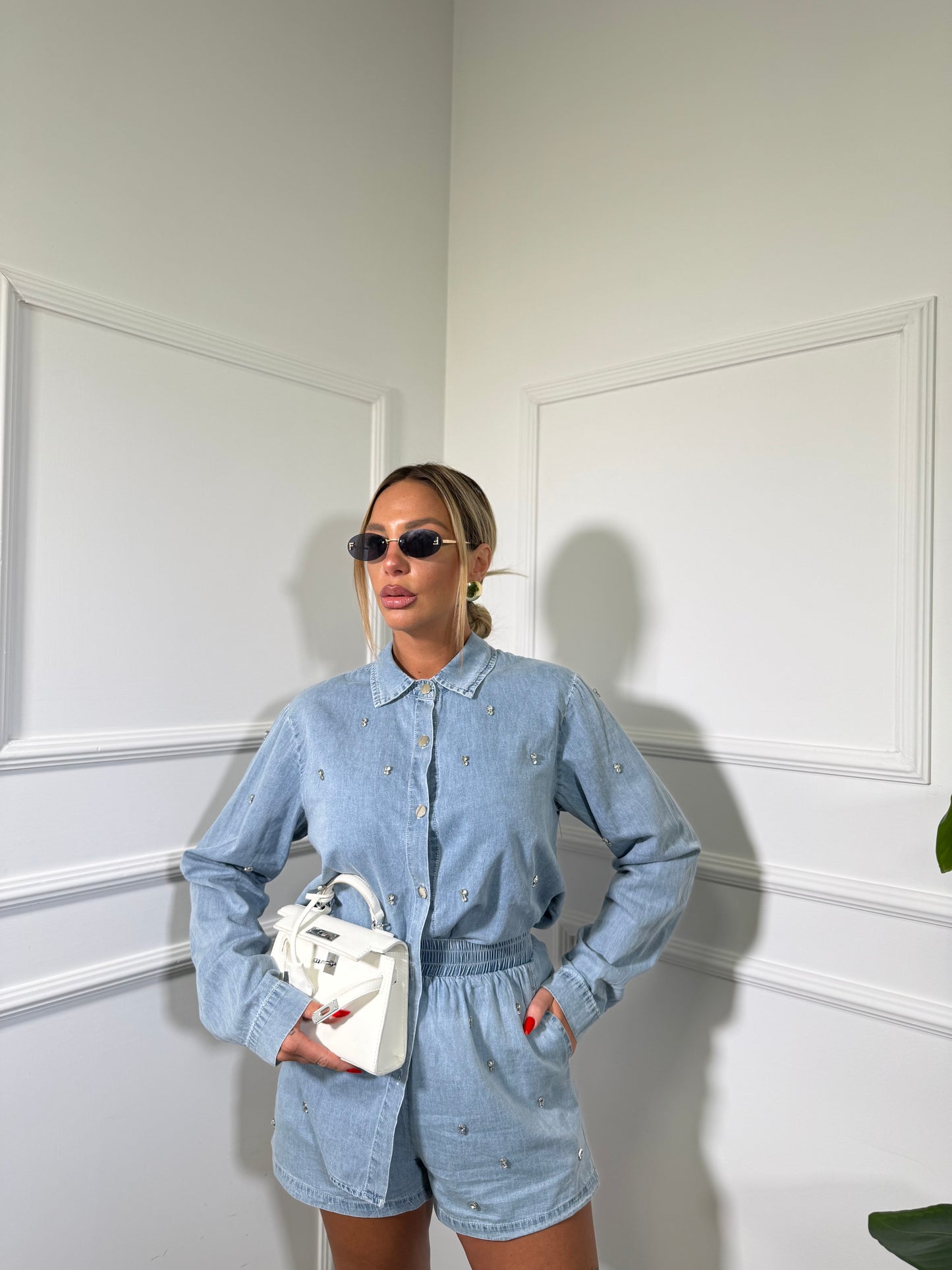 Coordinato in denim Janet lavaggio chiaro mf2649