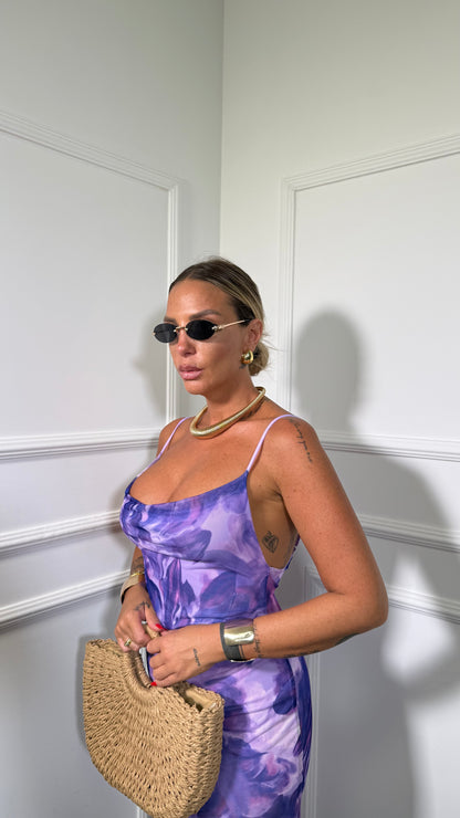 Abito midi in chiffon viola 33287
