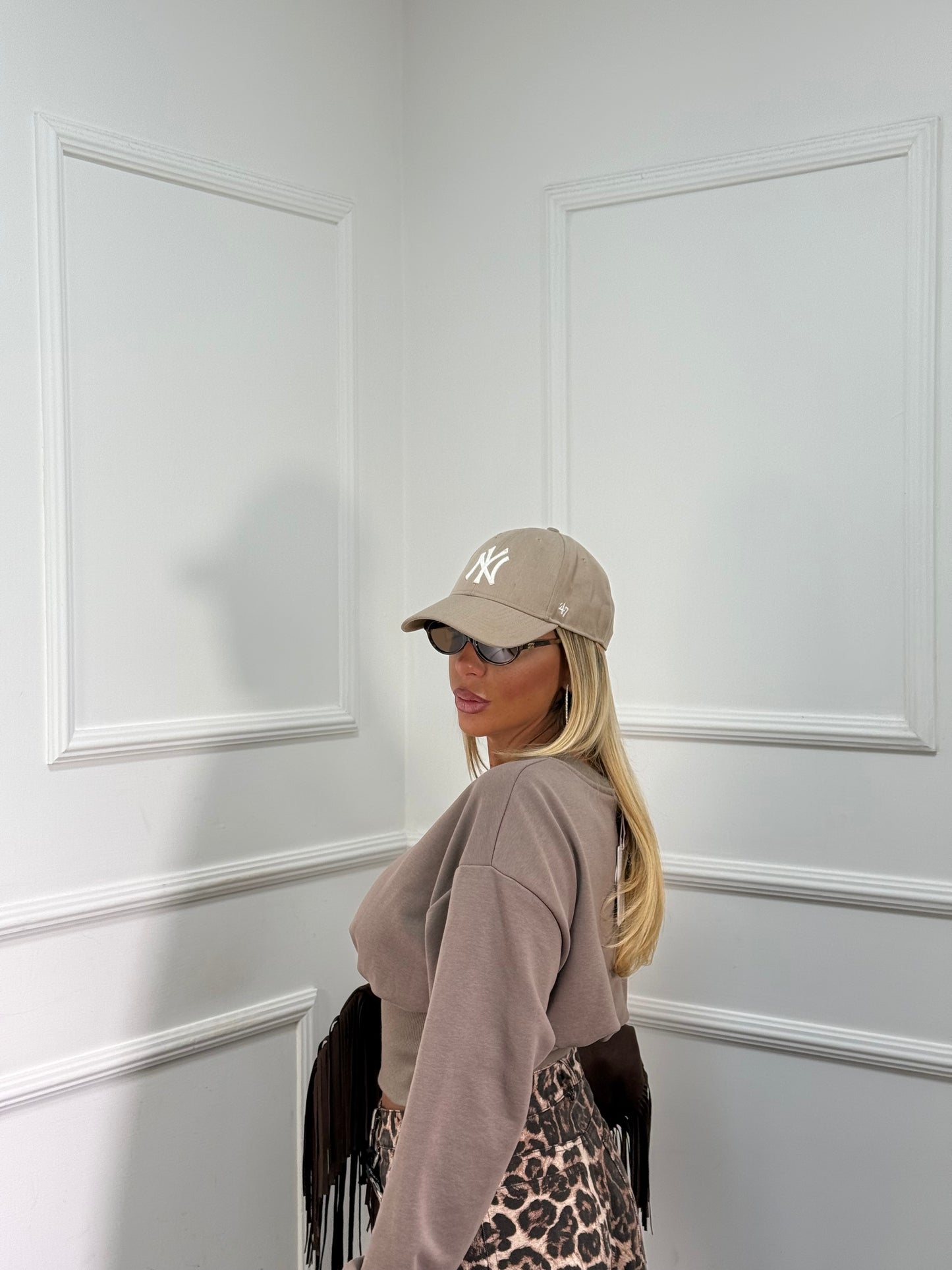 Felpa bustino in cotone taupe f1239