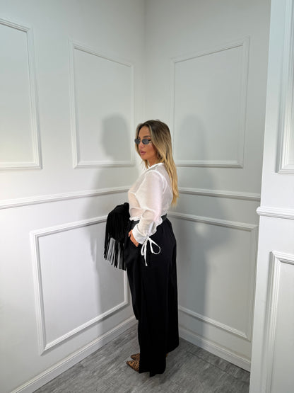 Pantaloni palazzo 7/8 Cathy nero by justwest 26100p